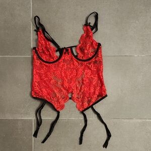 Dreamgirl Red Lace Bra with Black Accents